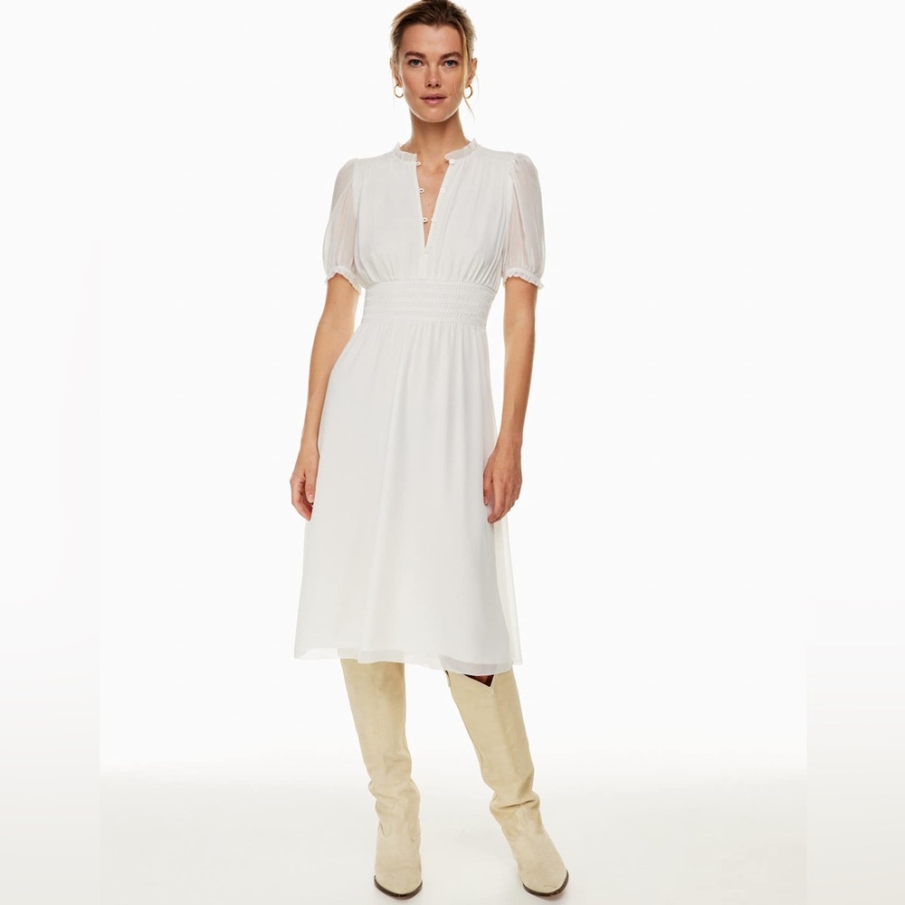 Aritzia Wilfred Daughter Dress Button-up puff-sleeve midi dress
